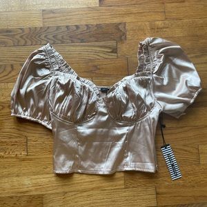 silk champagne color crop top